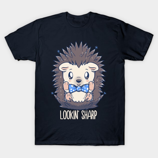 Lookin Sharp Dapper Hedgehog T-Shirt by TechraNova